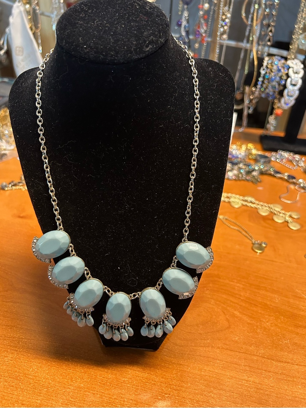 Vera Wang Pale Blue Statement Bib Necklace